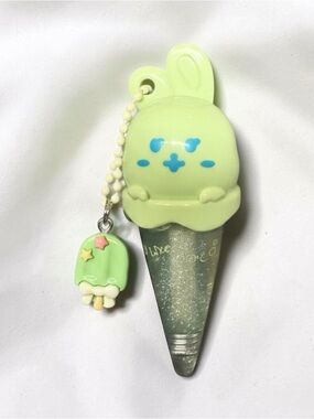 Light Green Bunny Ice Cream Lip Gloss Keychain - Accessory
